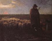 Jean Francois Millet Shepherden with his sheep oil painting artist